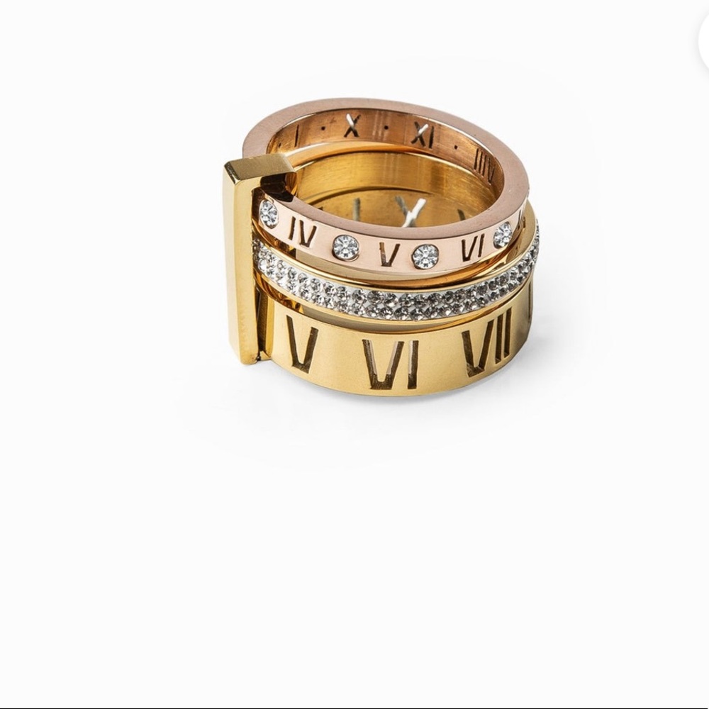 ✨HP✨TRIPLE STACK STONE RING - GOLD